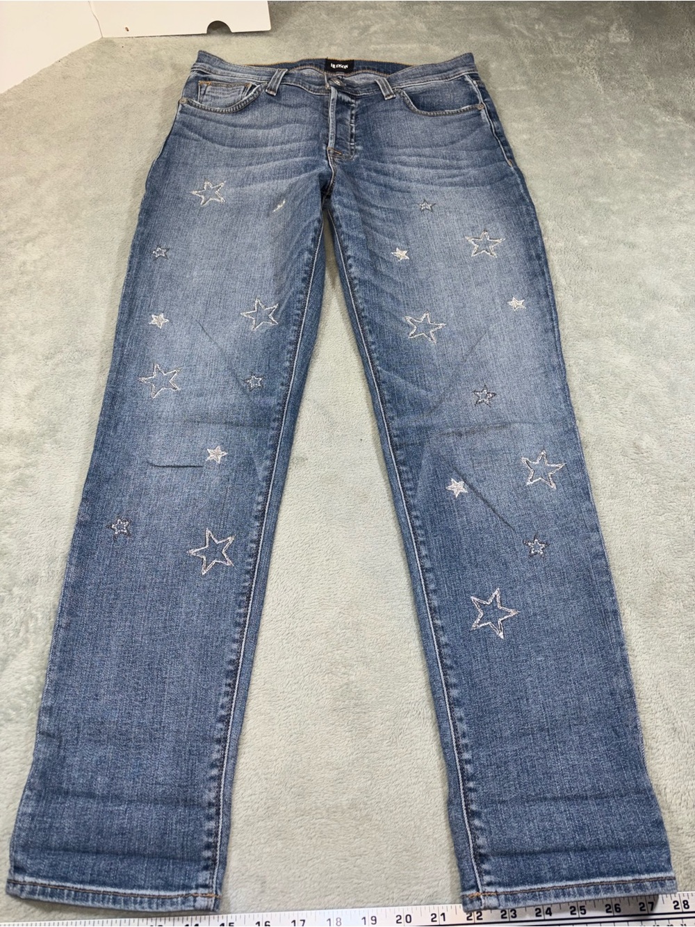 HUDSON Riley Crop Relaxed Straight Star Embroidered Jeans - 27